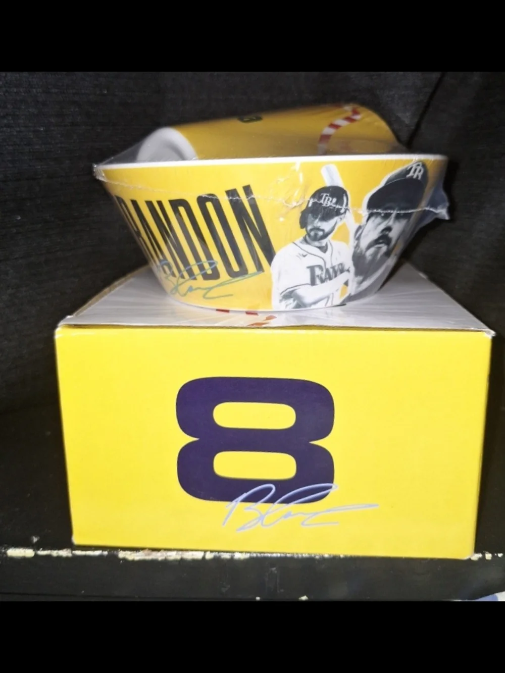 MLB Tampa Bay Rays Brandon Lowe Cereal BOWL /juice CUP